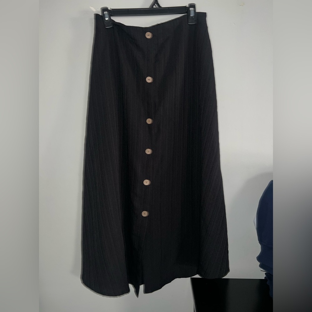 SHEIN Black A-Line Skirt with Button Detail